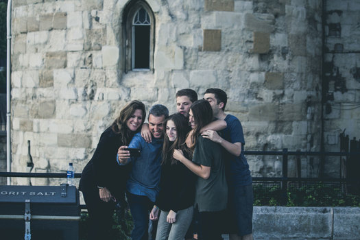 family taking selfie